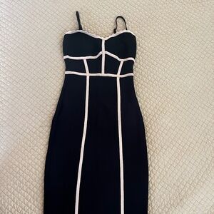 BCBG Black and beige midi dress